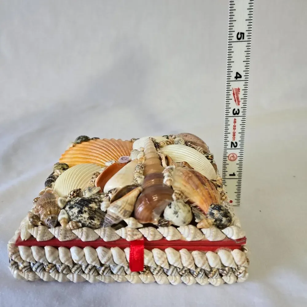 Shell Trinket Box Embellished Decorative Seashells 5.5
